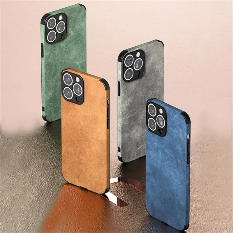 LEDER Handy Hülle IPhone 15 14 13 12 Pro Max Fashion Tasche Cove Schutzhülle