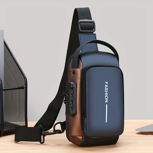 Zaino Monospalla Borsa Da Petto Marsupio Per Uomo Borsello Moto con Porta USB