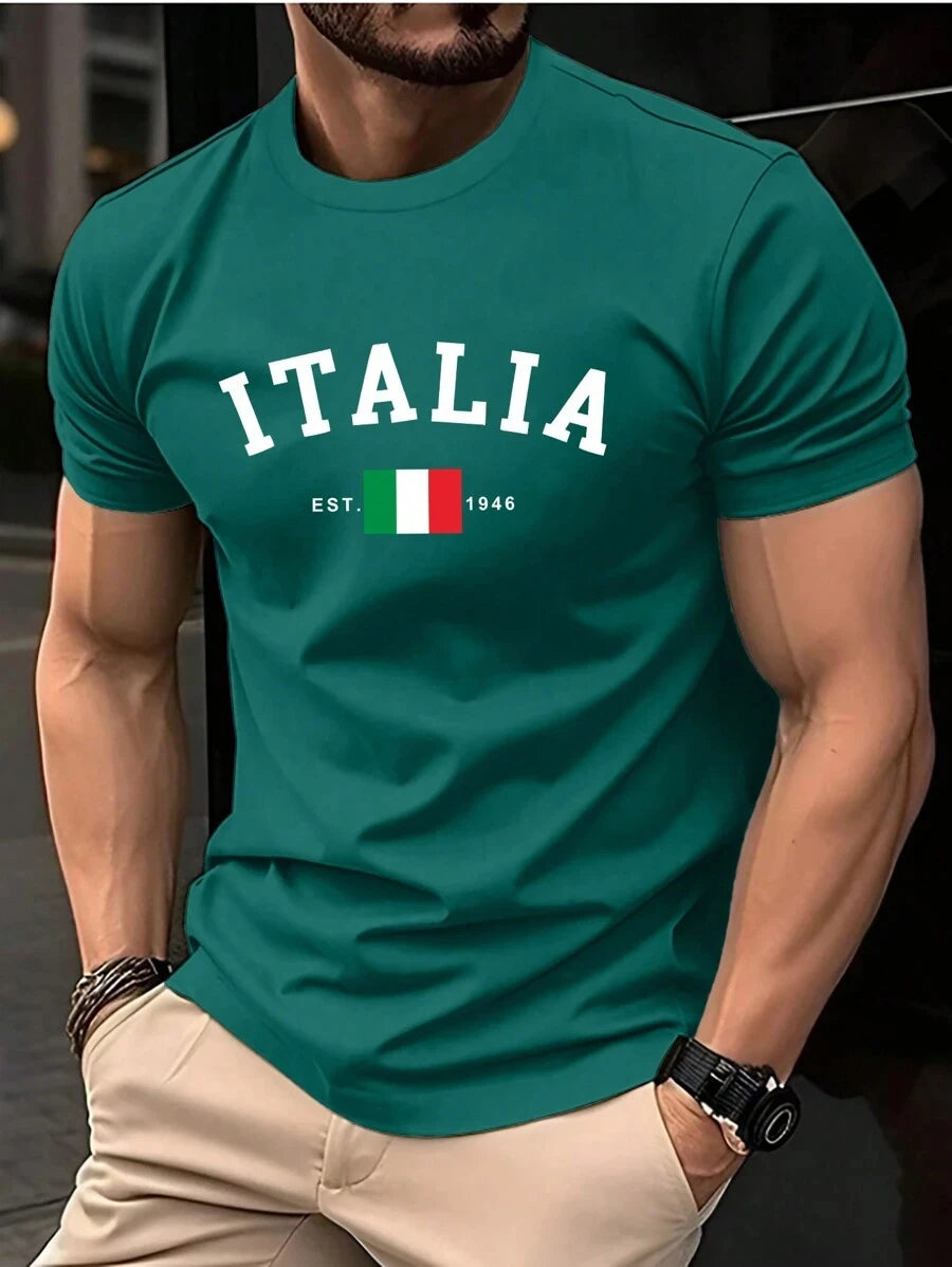 T-Shirt Uomo Manica Corta Italia Tops Maglietta Camicia Maglia Italy