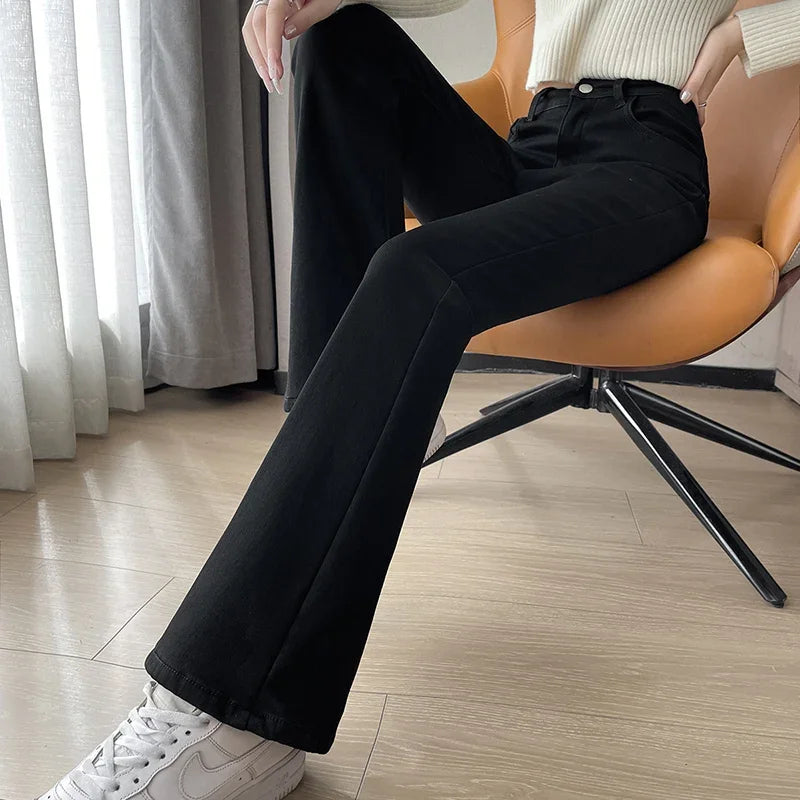 Damen Winter Warm Thermo Jeans Hose Innenfleece Stretch Hosen Leggins Denim