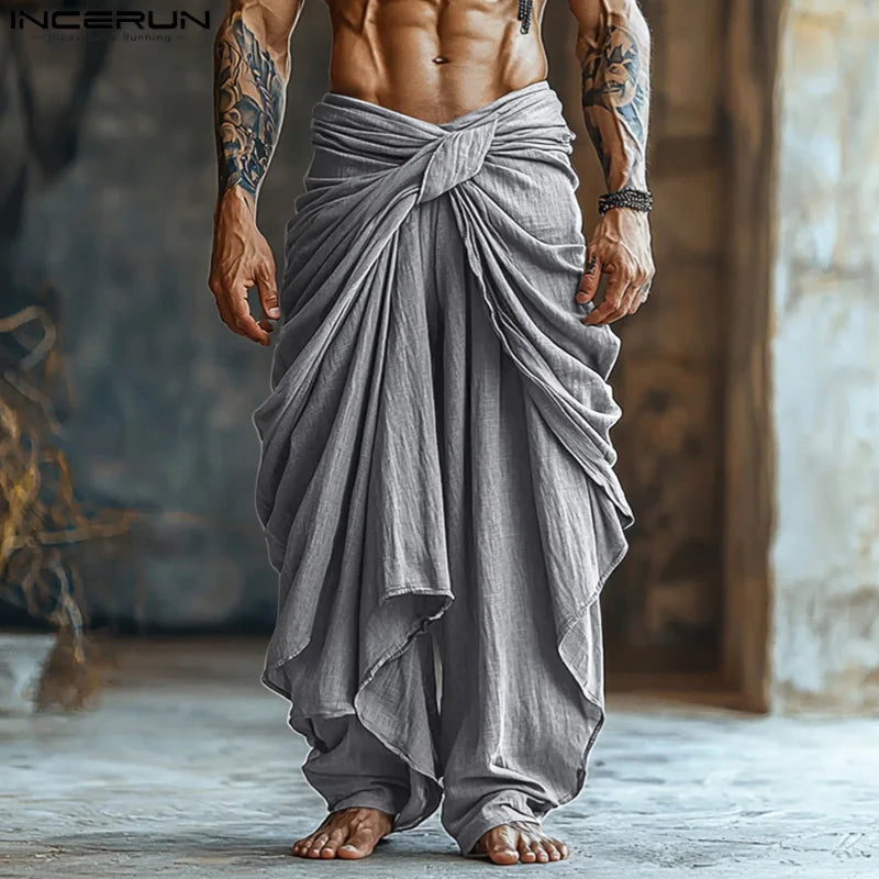Pantaloni Uomo Fitness Pants Turca Etnici Kilt Sarouel Harem Aladin Leggings