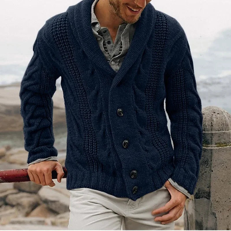 Herren Herbst Jacke Übergangsjacke Sweatjacke Sweater Strickjacke mit Zopfmuster