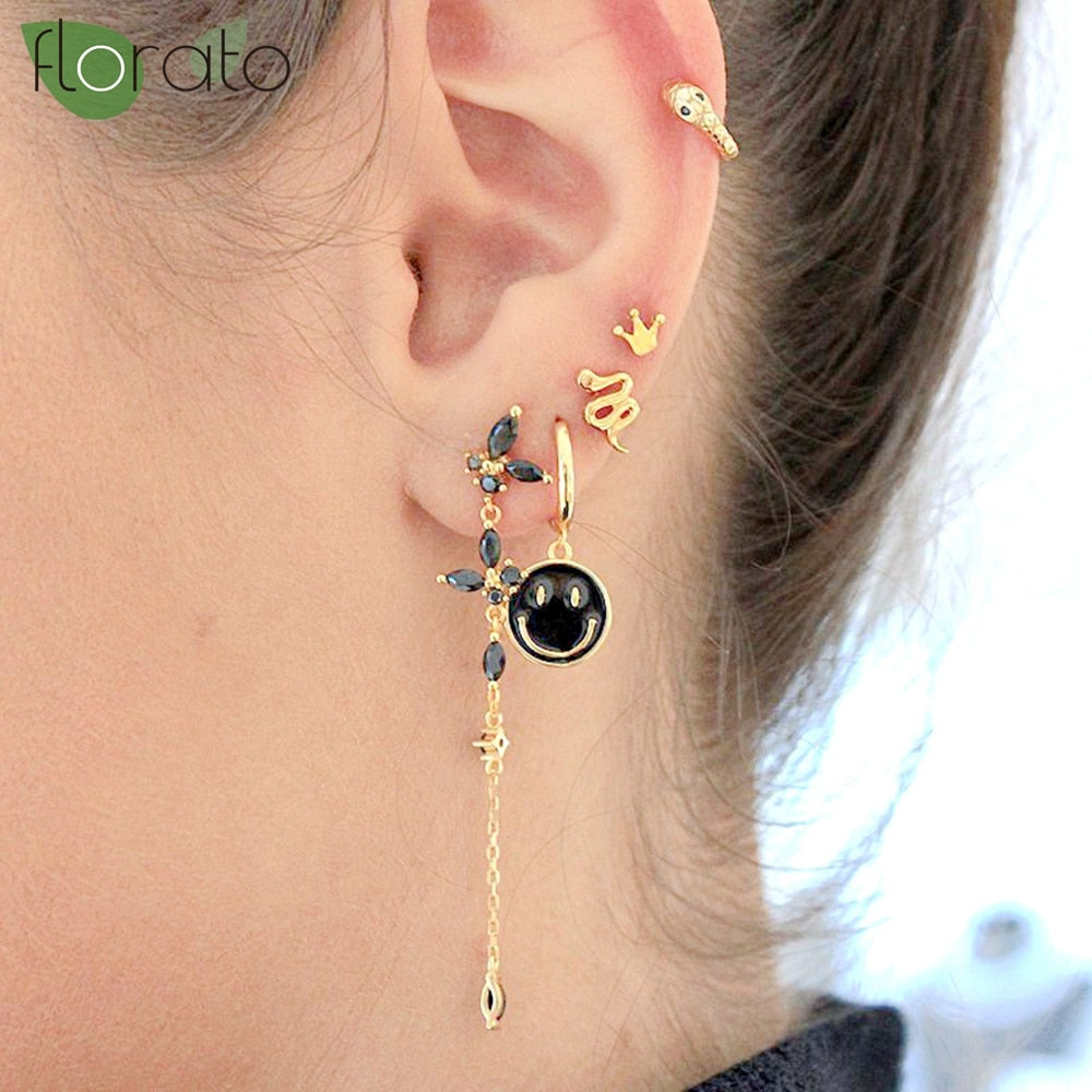 1 Paar Creolen aus 925 sterling Silber Gold Ohrringe Zirkonia Ohrstecker