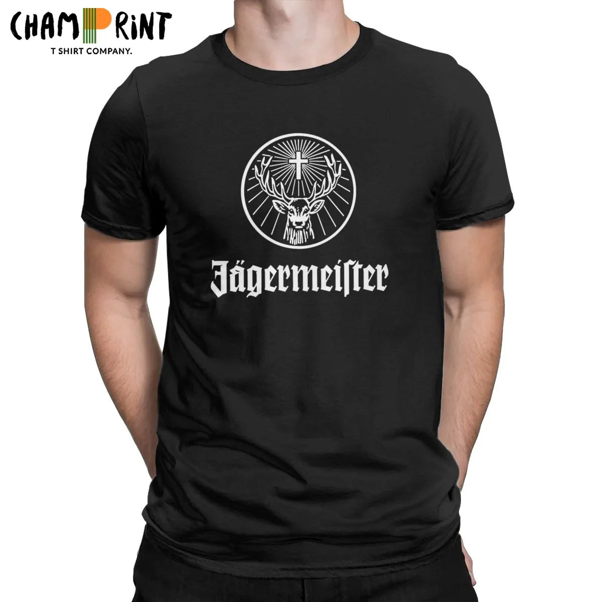 Fashion Herren Jägermeister T-Shirt Rundhals Unisex 100% Baumwolle Streetwear