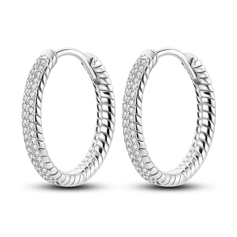 Creolen 925 Silber Ohrringe Zirkonia | Hypoallergen | Luxus Ohrstecker Geschenk