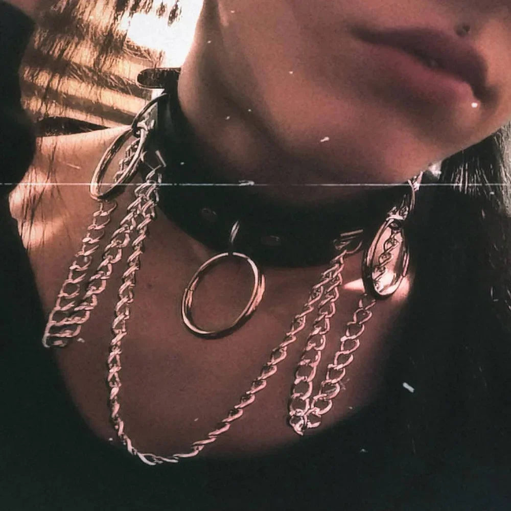 Sexy Halsband Harness Kette BH Gürtel  Punk Goth Frauen Bdsm Bondage Chocker