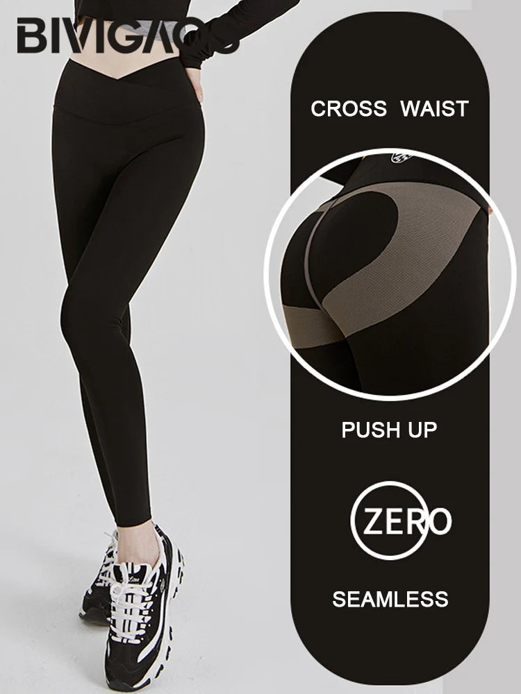 Yoga Leggings Push Up Damen Sport Hose Fitness Gym Stretch Leggins Jogginghose