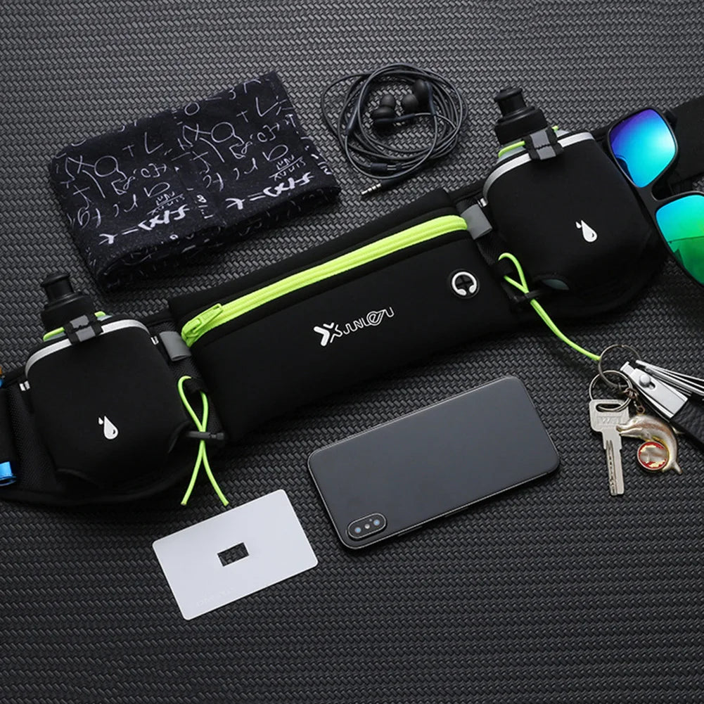 Laufen Gürtel mit Wasserflasche Taille Pack Reißverschlusstaschen Tasche Joggen