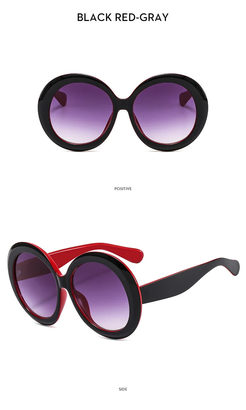 JNPCXI Übergroße Runde Sonnenbrille Frauen Männer Luxus Marke Großen Rahmen Sonnenbrille Brille Große Shades Unisex Reiten Brillen