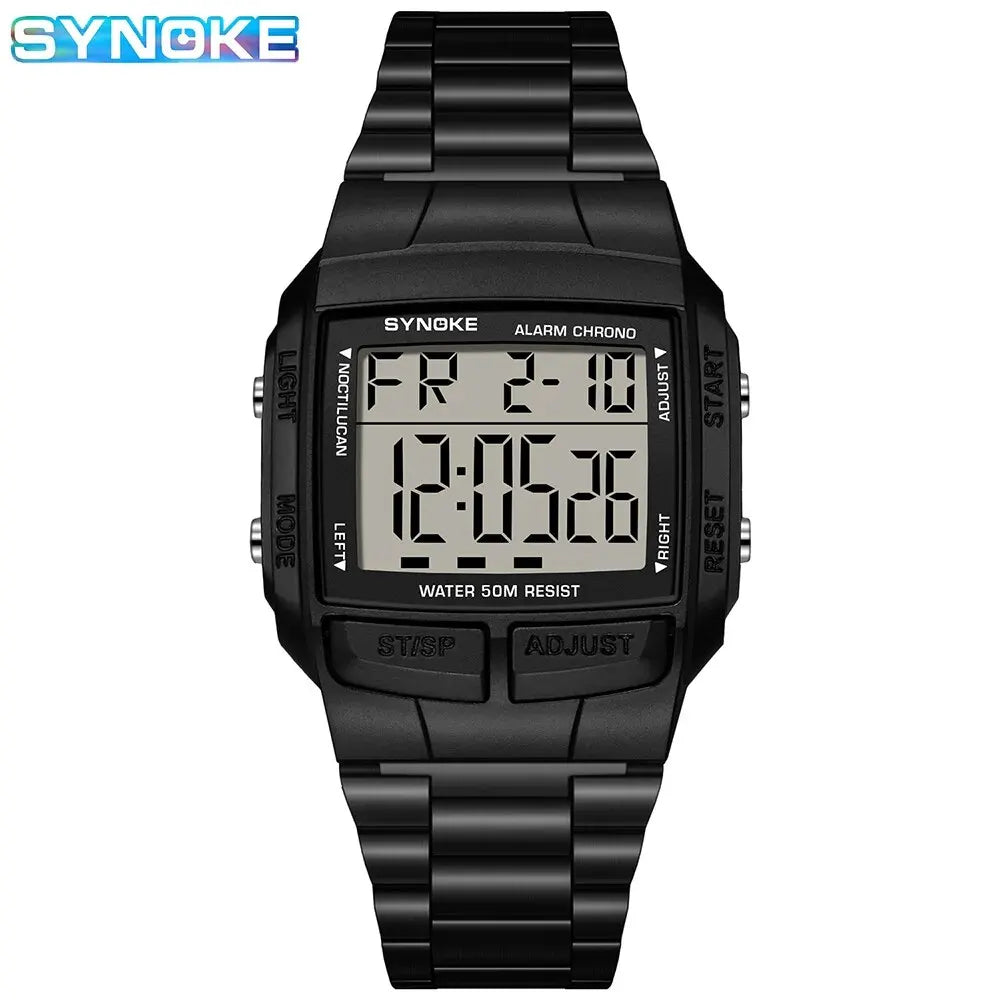 Herren Armbanduhr Digital Uhr Silber Edelstahl LED Quarzuhr Luxus Chronograph