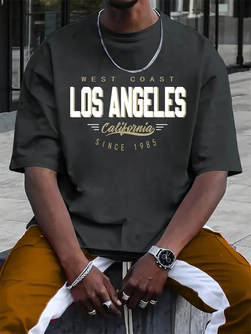 Herren T-Shirt Los Angeles Shirt Rundhals Streetwear Tank Top Hemd Polohemd