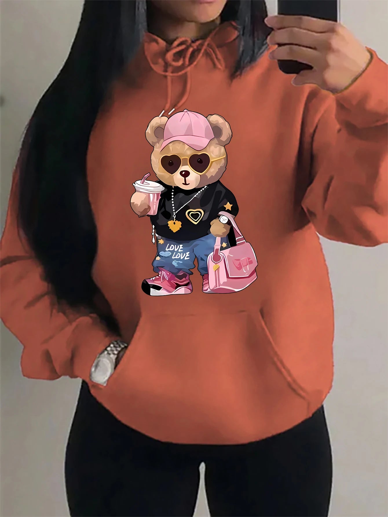 Teddybär Kapuzenpullover Sweatshirt Fleece Hoodie Pulli Damen Kapuzenpulli Shirt