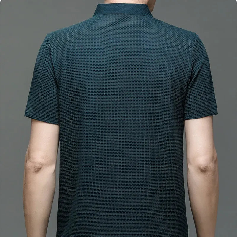 Herren Poloshirt POLO Shirt Zip Kontrast Kragen Kurzarm Hemd Polohemd Neu