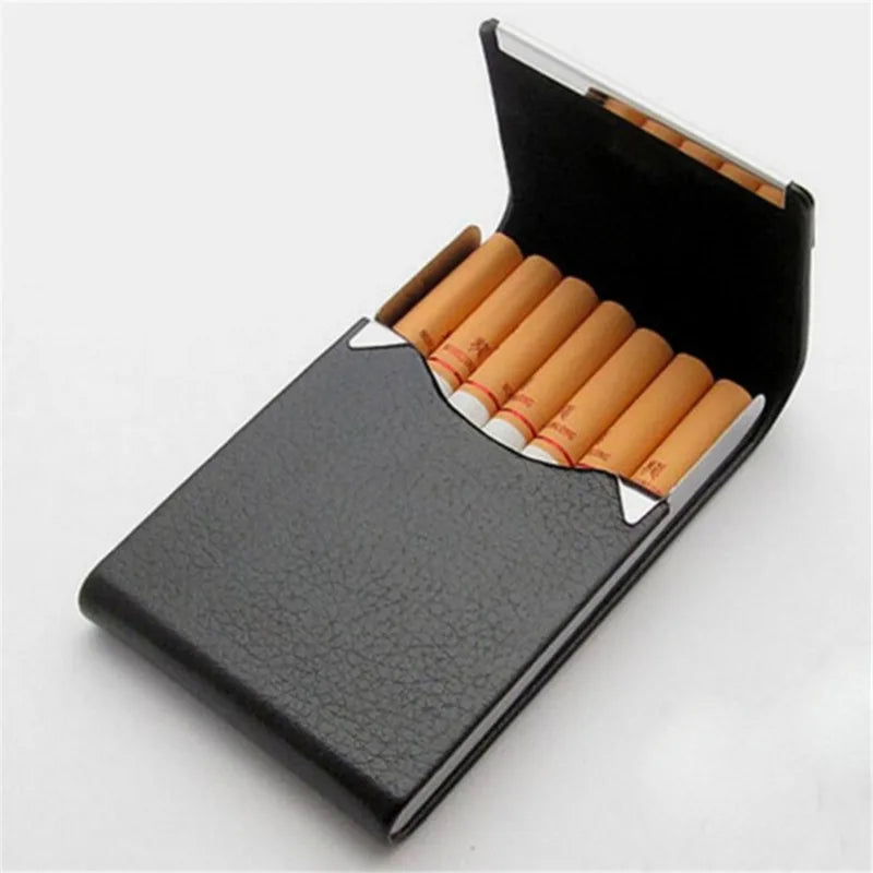 Zigarettenetui Mini Etui 7 Zigaretten Dose Metall Box Kunst Leder Tabakdose Neu