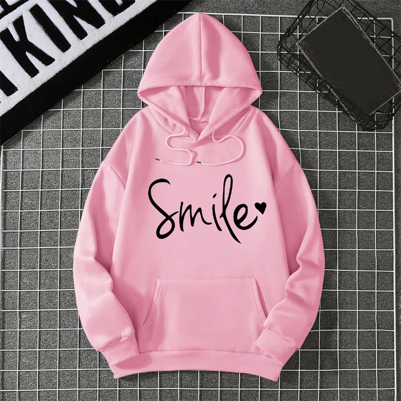 Smile Kapuzenpullover Sweatshirt Fleece Hoodie Pulli Damen Kapuzenpulli Shirt