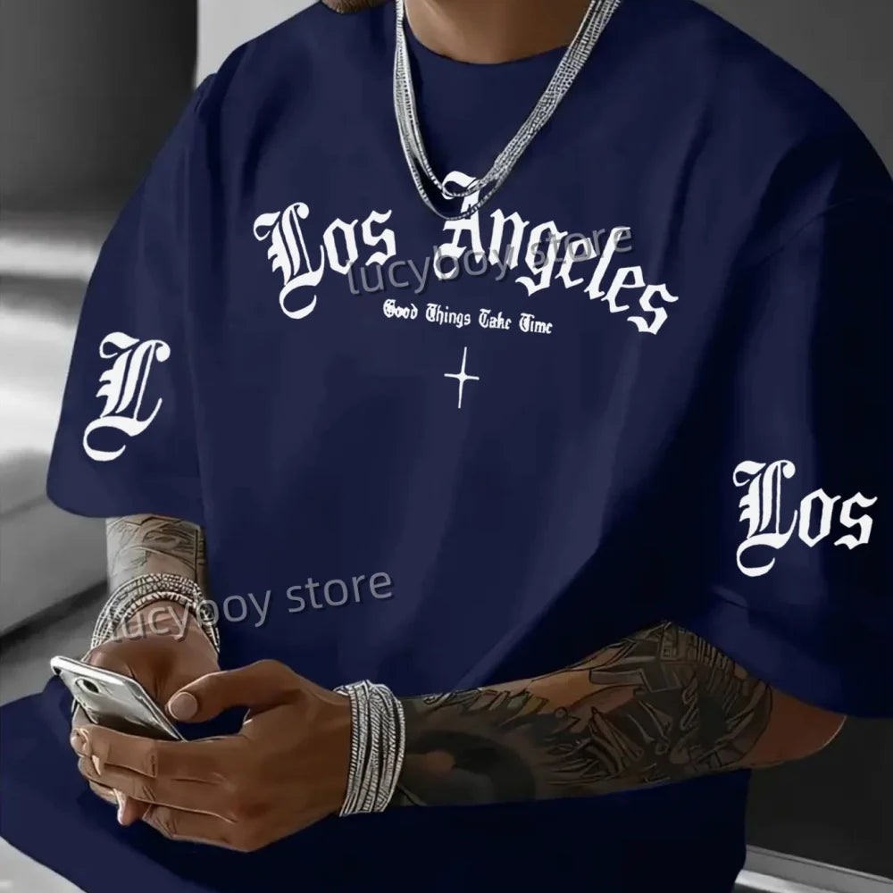 Herren T-Shirt Los Angeles Shirt Rundhals Streetwear Tank Top Hemd Polohemd