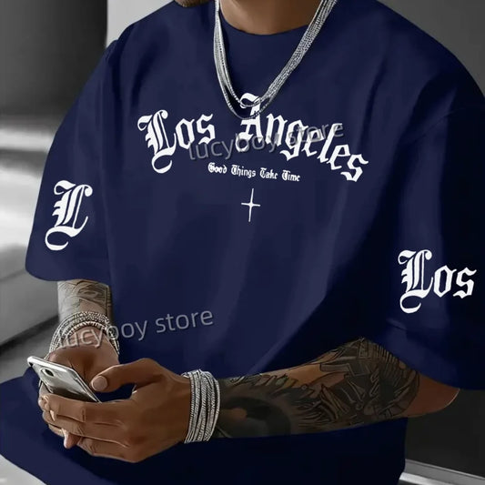 Herren T-Shirt Los Angeles Shirt Rundhals Streetwear Tank Top Hemd Polohemd