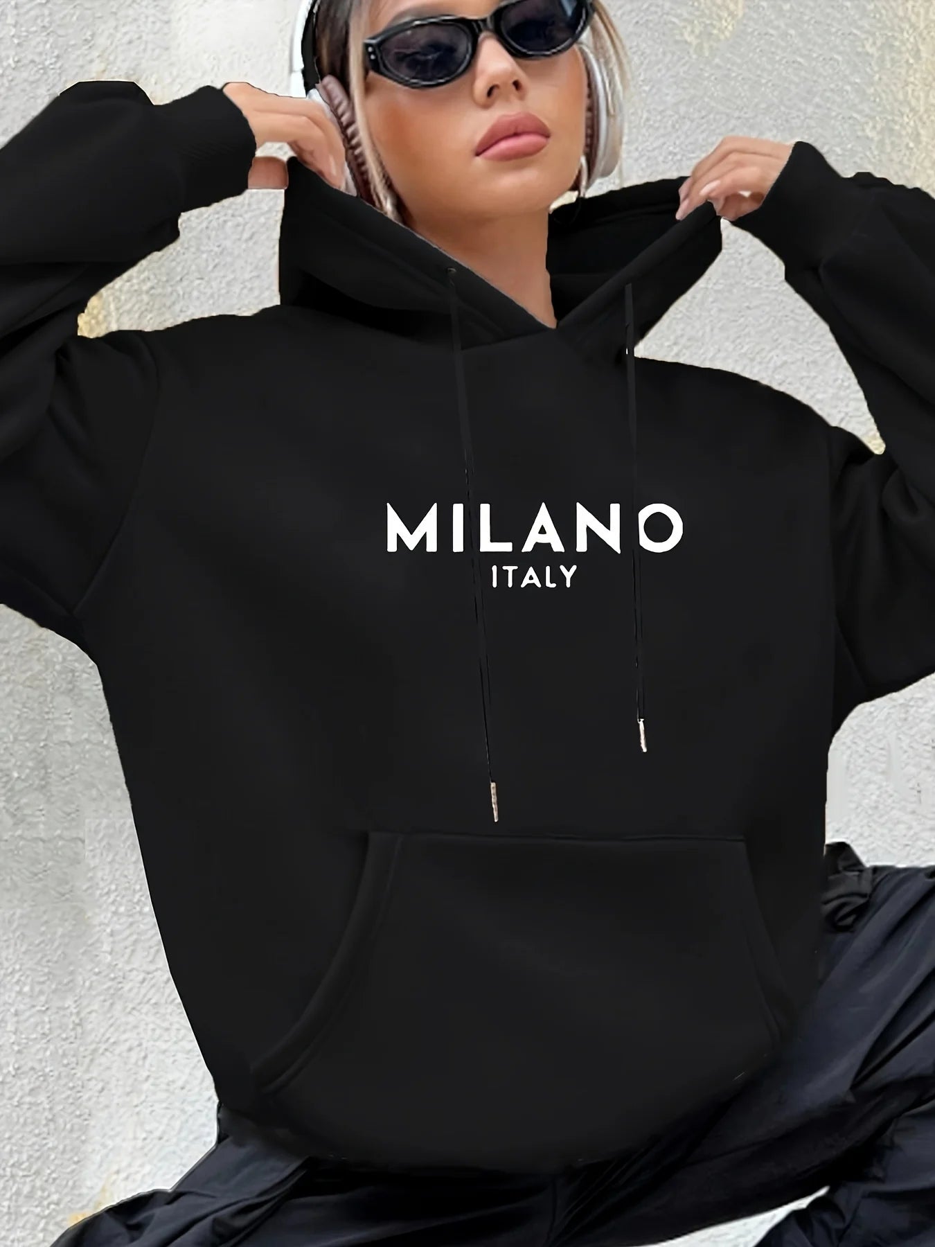 Milano Kapuzenpullover Sweatshirt Hoodie Pulli Damen Kapuzenpulli Streetwear