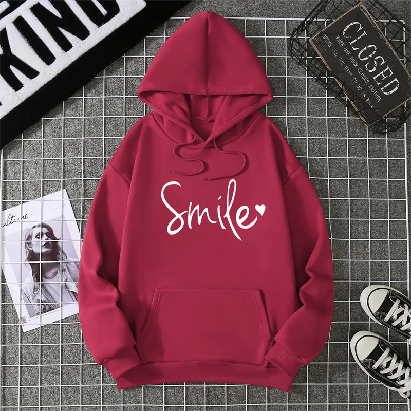 Smile Kapuzenpullover Sweatshirt Fleece Hoodie Pulli Damen Kapuzenpulli Shirt