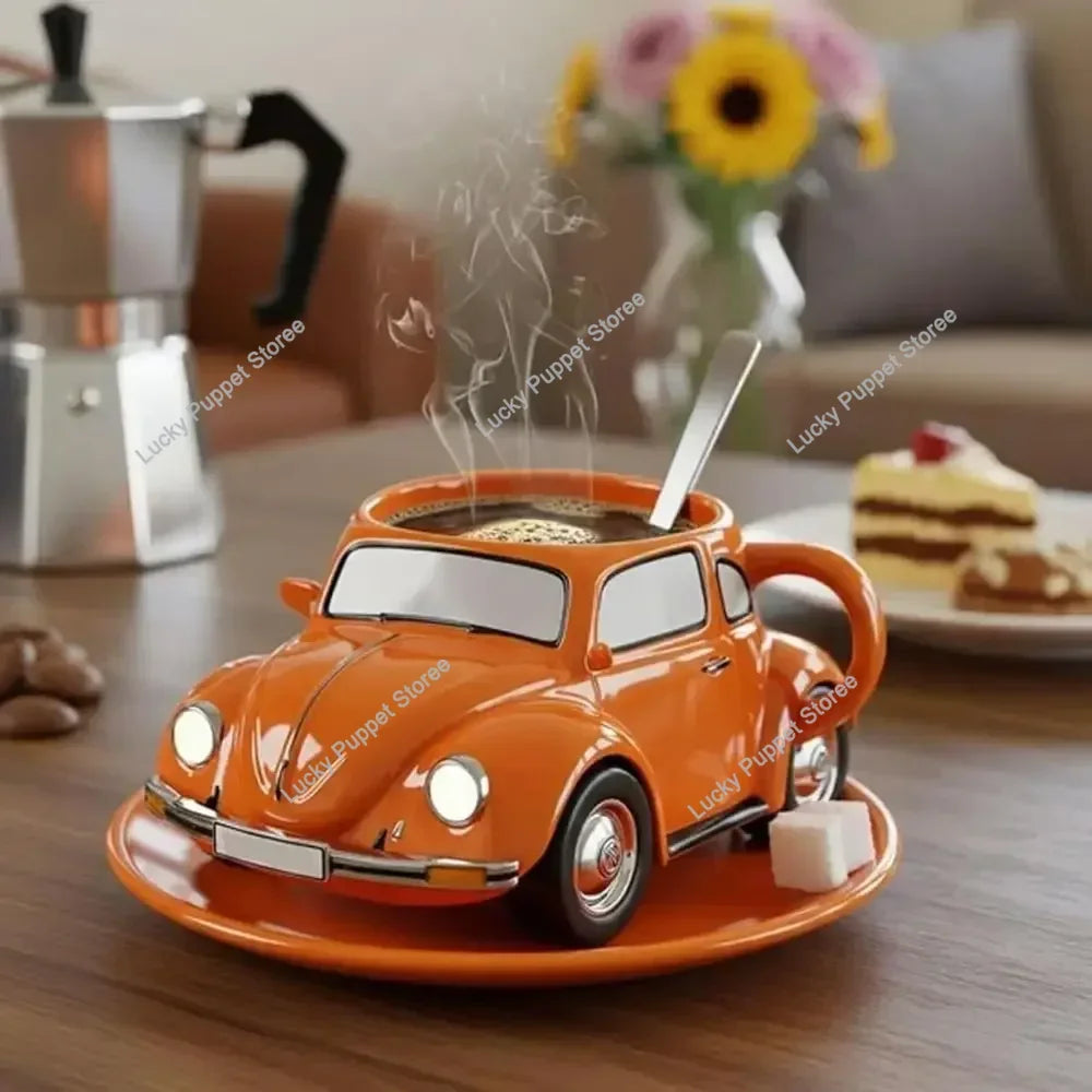 Edelstahl Kaffeebecher Mug VW Beetle-Motiv Kaffeetasse Becher Tasse Geschenk