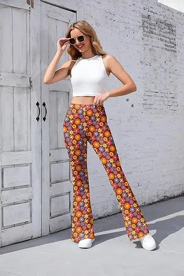Pantaloni Yoga donna a gamba larga Leggins Svasati Sportivi Fitness Tuta Retro