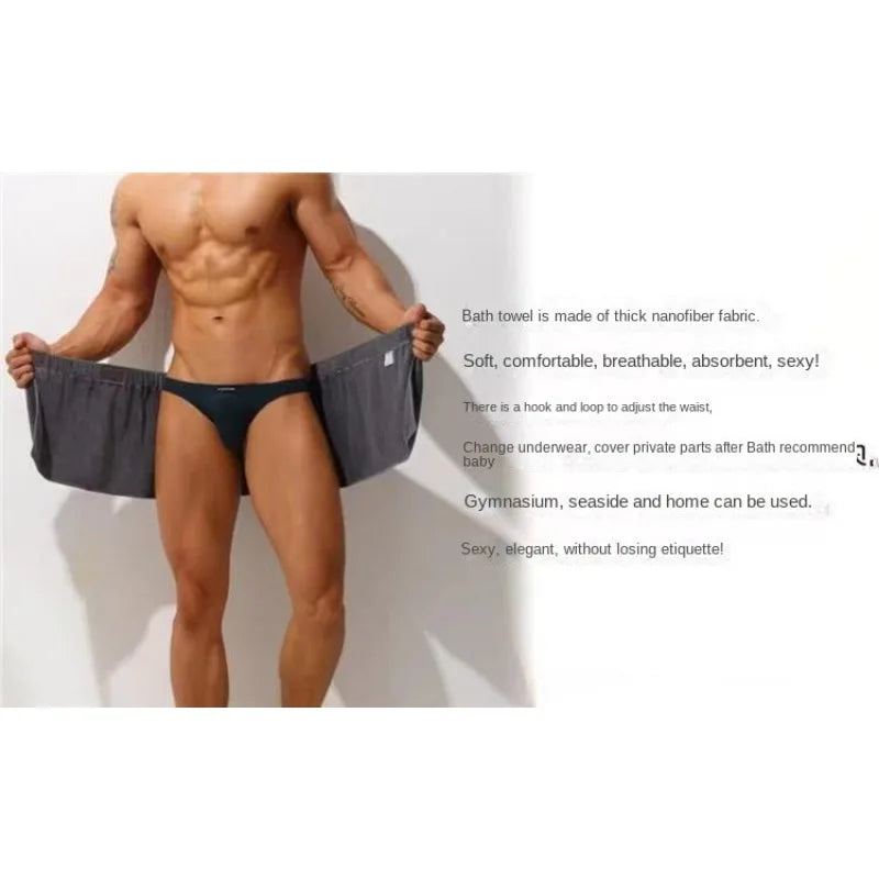 Saunatuch Herren Handtuch Saunakilt Sarong Kilt Wellness Sauna Tuch mit Tasche