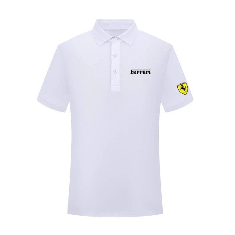 Sommer Motorrad F1 Ferrari Team Uniform Rot Herren Kurzarm Poloshirt Revers Sport T-Shirt Rennanzug