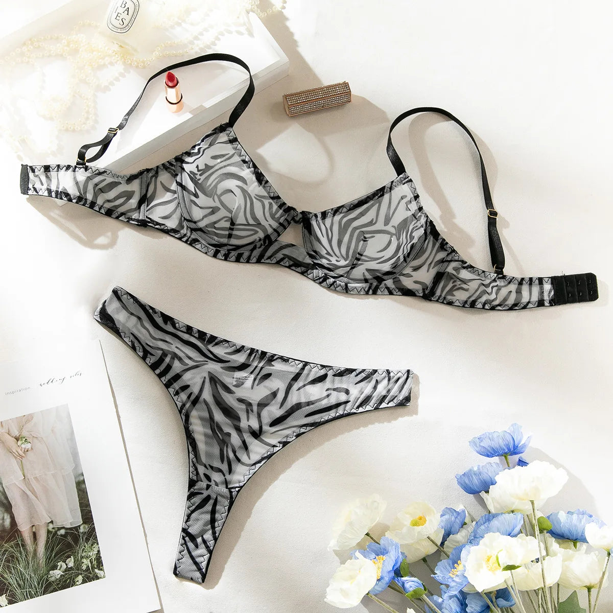 Push-Up Sexy BH-Set + Slip Unterwäsche Spitze Dessous Reizwäsche Tanga Schlüpfer