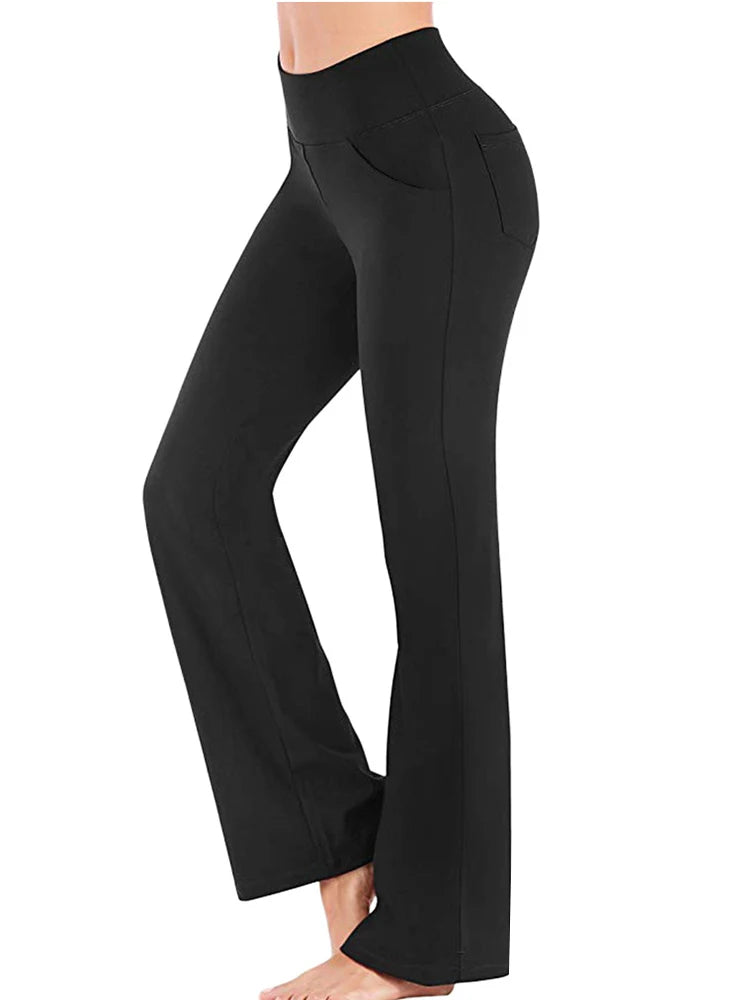 Damen Lange Hose Hüftjeans Schlaghose Yoga Leggins Freizeithose Jogginghose