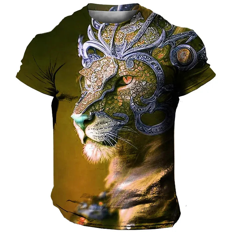 Männer Herren Fashion Lion 3D T-Shirt Rundhals Unisex Sommer Streetwear