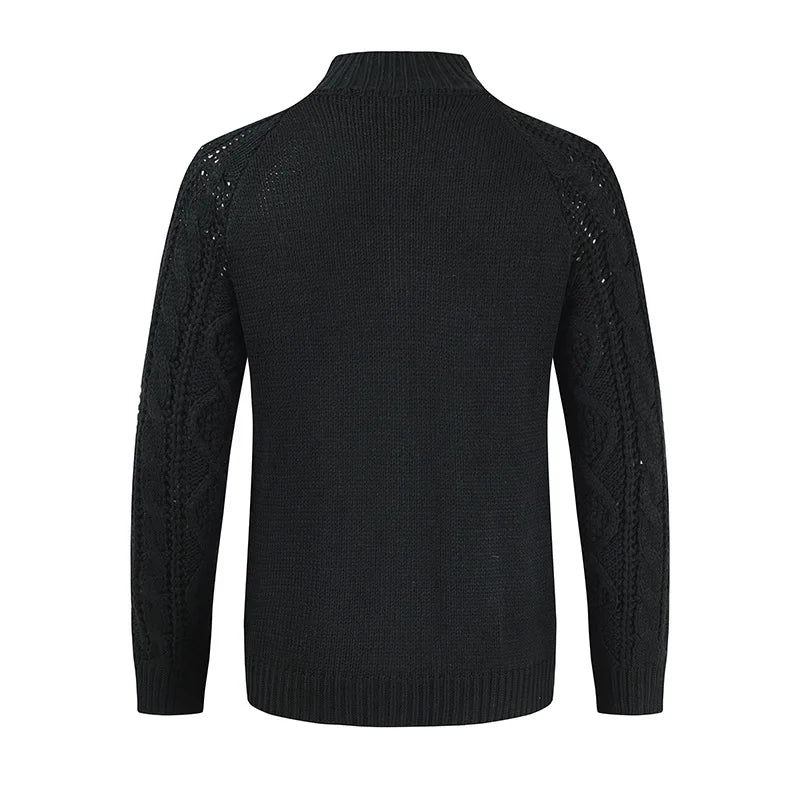 Herren Herbst Jacke Übergangsjacke Sweatjacke Sweater Strickjacke mit Zopfmuster