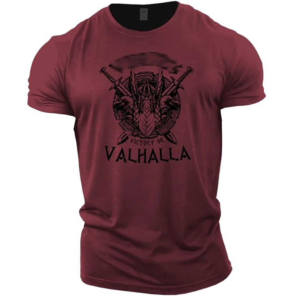 Herren Fashion Vintage 3D T-Shirt Rundhals Unisex Sommer Vikings Streetwear