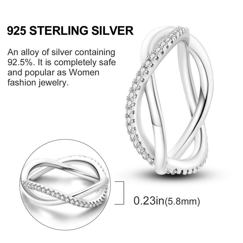 Massiv Sterling Silber 925 Ring filigran Fashion Damenring mit AAA Zirkonia