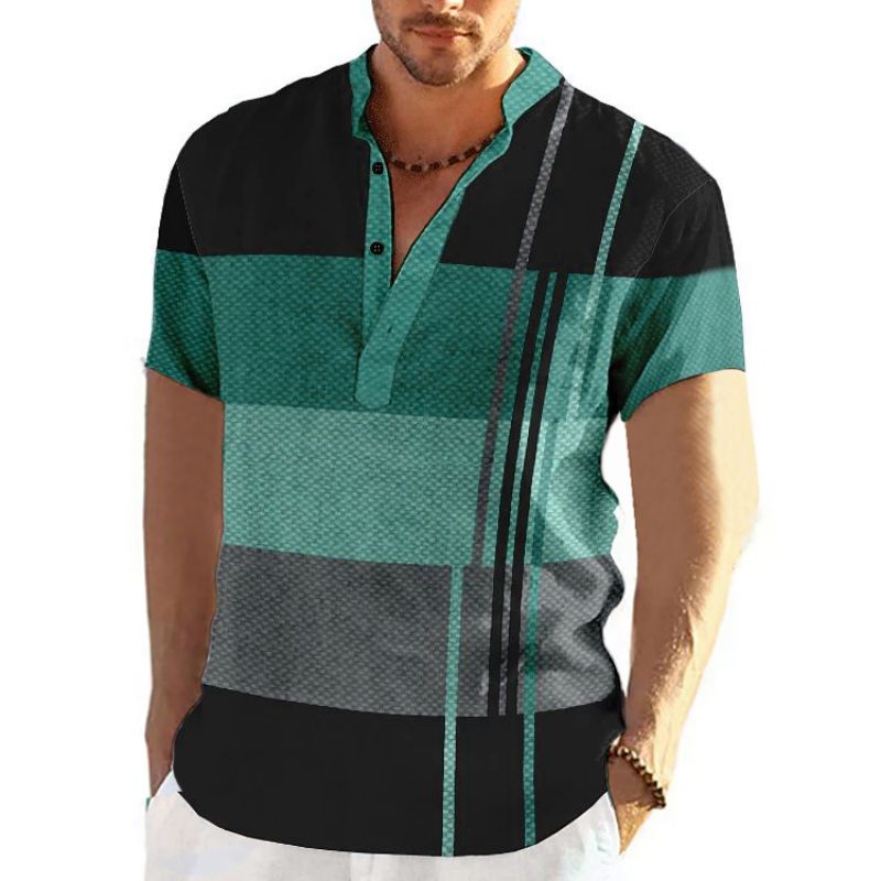 Herren Poloshirt POLO Shirt Zip Kontrast Kragen Kurzarm Slim Fit Hemd Polohemd Neu