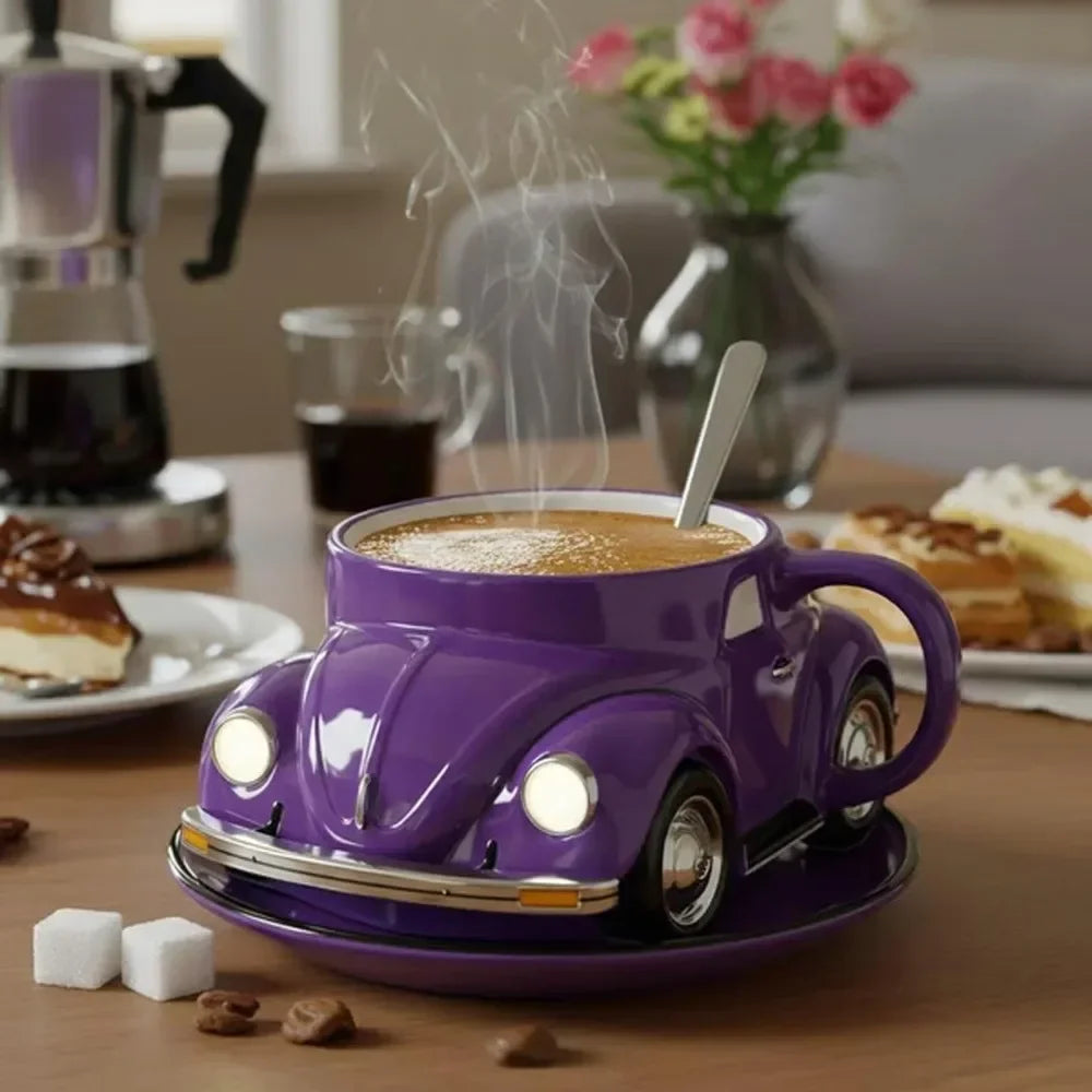 Edelstahl Kaffeebecher Mug VW Beetle-Motiv Kaffeetasse Becher Tasse Geschenk