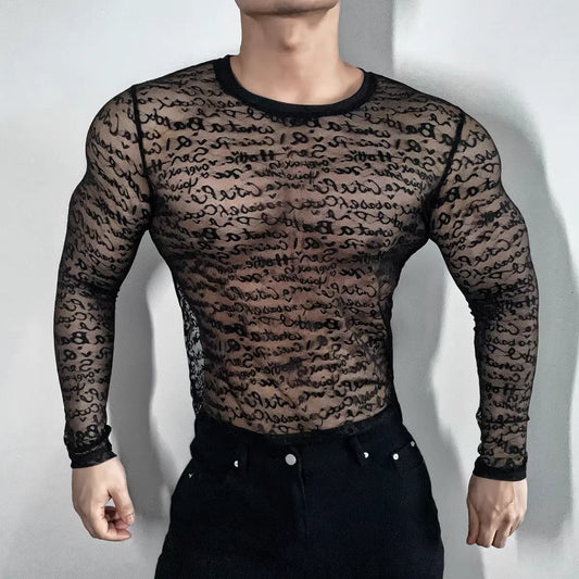 Fetisch Fashion Männer Oberteil Sexy Shirt Herren Body Hemd Transparent Clubwear