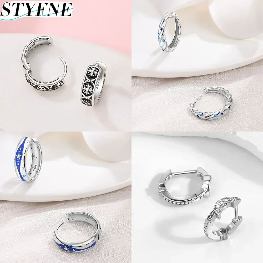 Creolen 925 Silber Ohrringe Zirkonia | Hypoallergen | Luxus Ohrstecker Geschenk