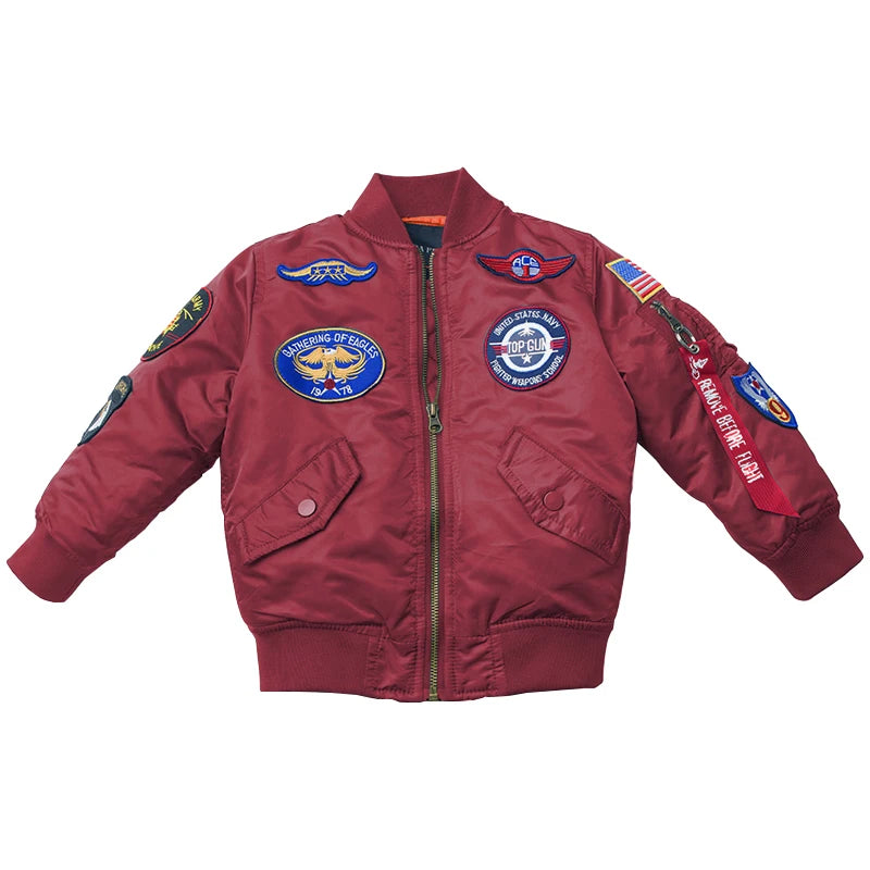 Jungen Mädchen Kinder US Army Ma-1 Bomber Jacke Fliegerjacke Pilotenjacke