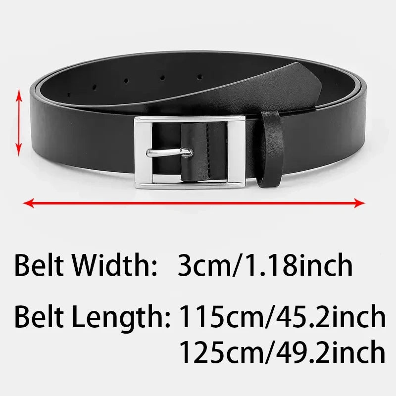Fashion Jeansgürtel Herren Eckig Schnalle Echt Leder Gürtel Ledergürtel Schwarz