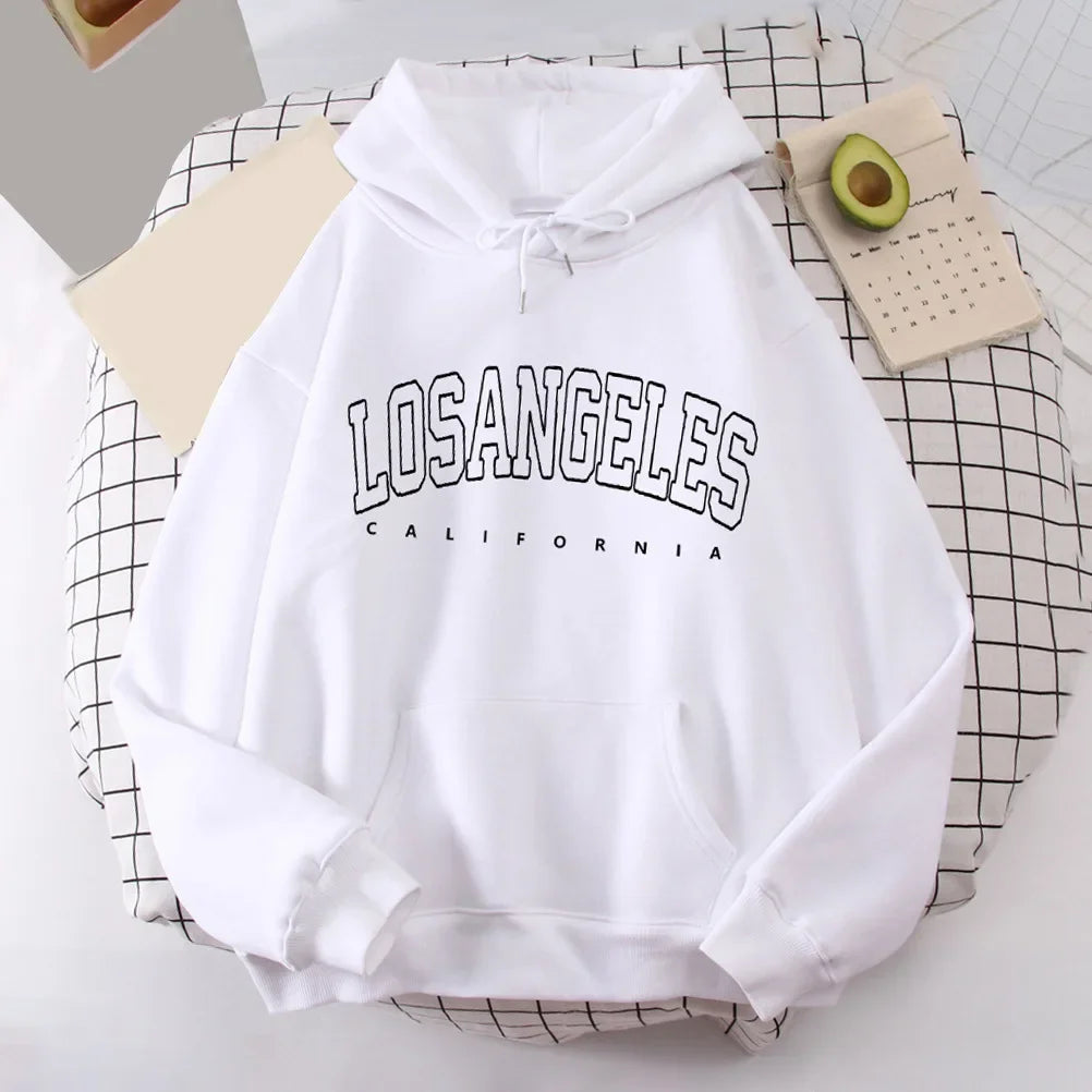 Felpa Con Cappuccio Donna Los Angeles Giacca Sportiva Hoodie Tuta Maglia Shirt
