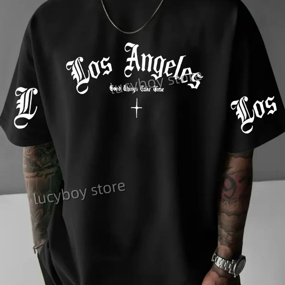 Herren T-Shirt Los Angeles Shirt Rundhals Streetwear Tank Top Hemd Polohemd