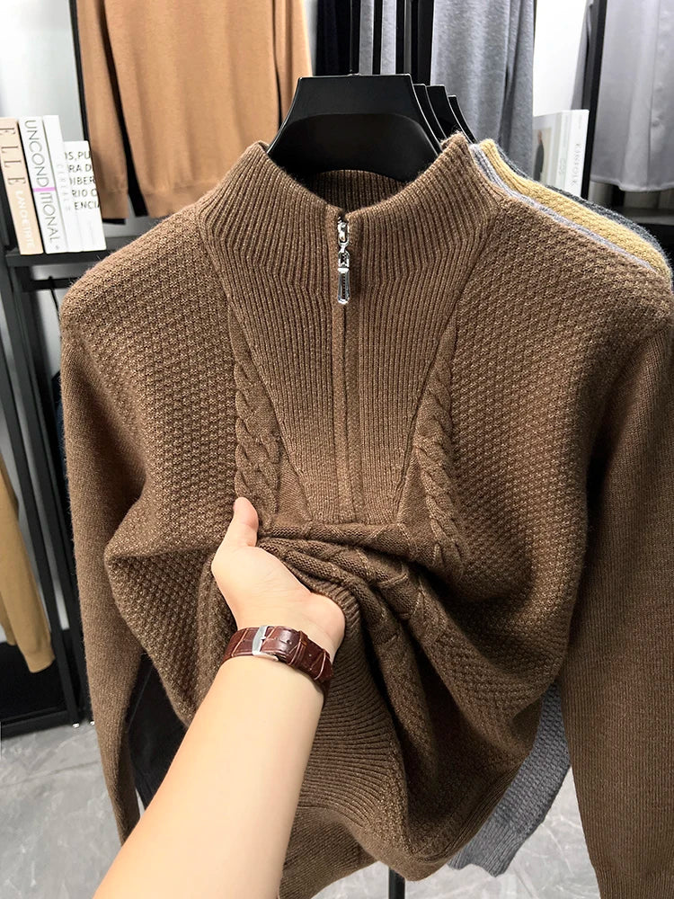 Herren Pullover Sweatshirt Troyer Pulli Sweater Stehkragen Zipper Langarmpulli