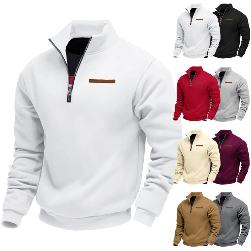 Herren Pullover Fleece Sweatshirt Troyer Pulli Sweater Stehkragen Langarmpulli