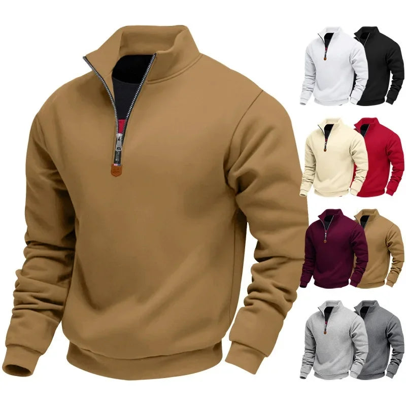 Herren Pullover Sweatshirt Troyer Pulli Sweater Stehkragen Zipper Langarmpulli