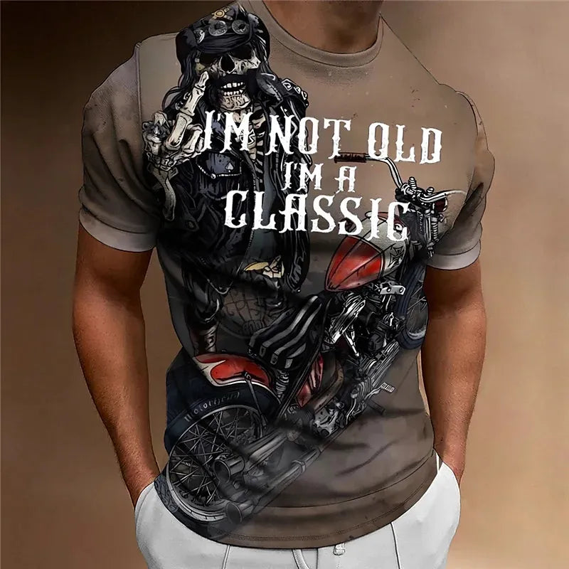 Herren Fashion Vintage 3D T-Shirt Rundhals Unisex Sommer Streetwear Motorsport