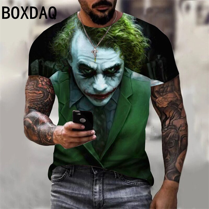 Herren Fashion Vintage  Joker 3D T-Shirt Rundhals Unisex Sommer Streetwear