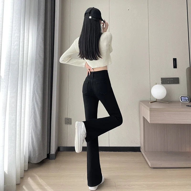Damen Winter Warm Thermo Jeans Hose Innenfleece Stretch Hosen Leggins Denim
