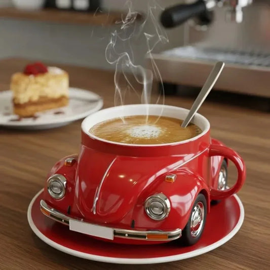 Edelstahl Kaffeebecher Mug VW Beetle-Motiv Kaffeetasse Becher Tasse Geschenk