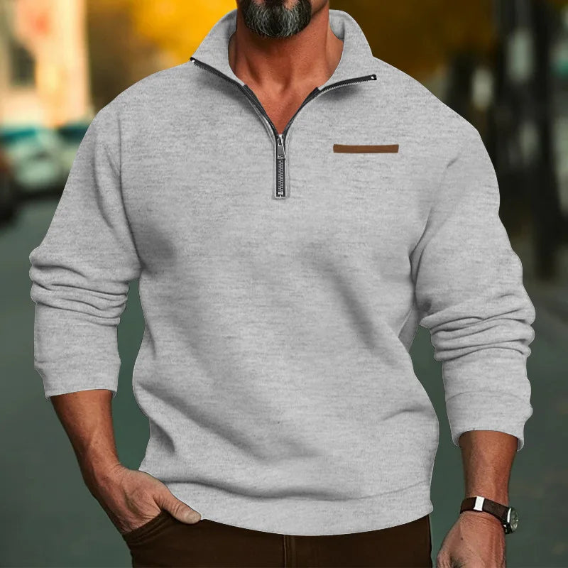 Herren Pullover Sweatshirt Troyer Pulli Sweater Stehkragen Zipper Langarmpulli