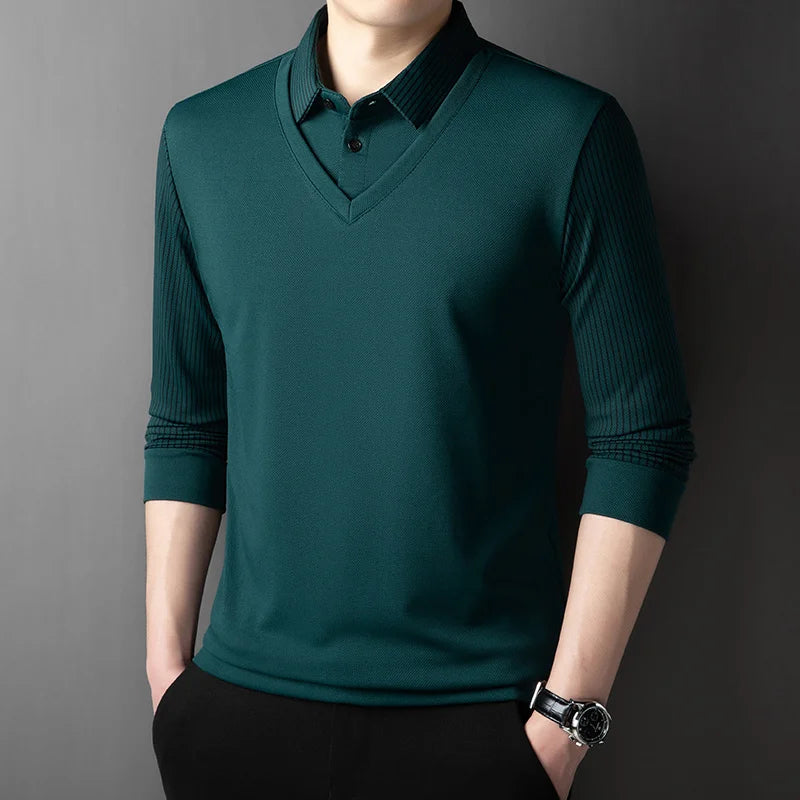 Herren Poloshirt POLO Shirt T-Shirt Langarm Zipper Hemd Fashion Polohemd Top NEU